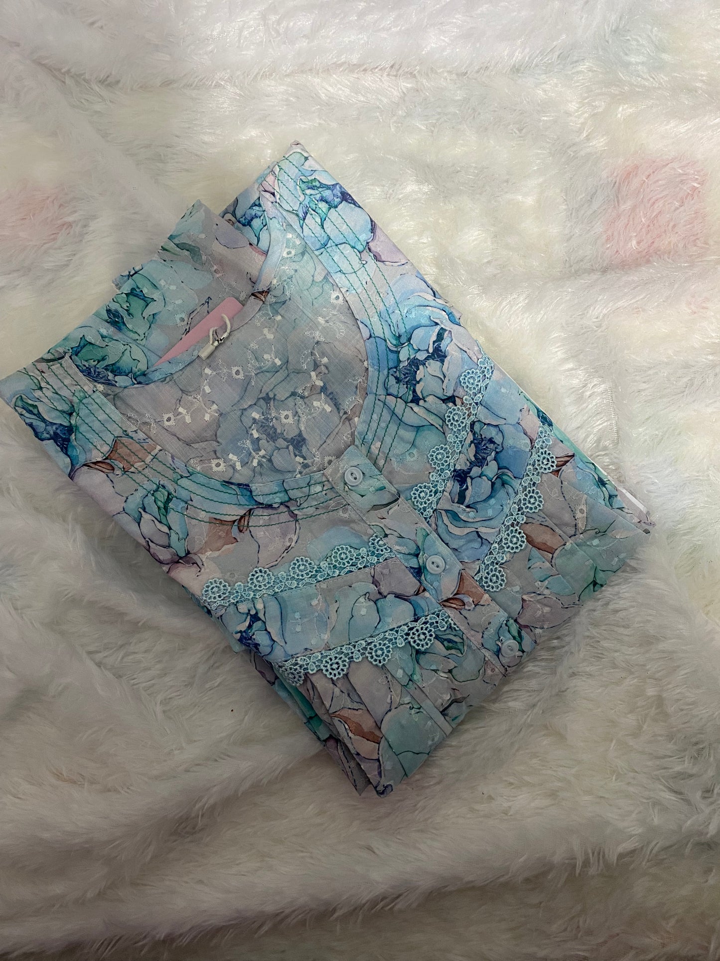 Premium Digital Chikankari Cotton Nighty