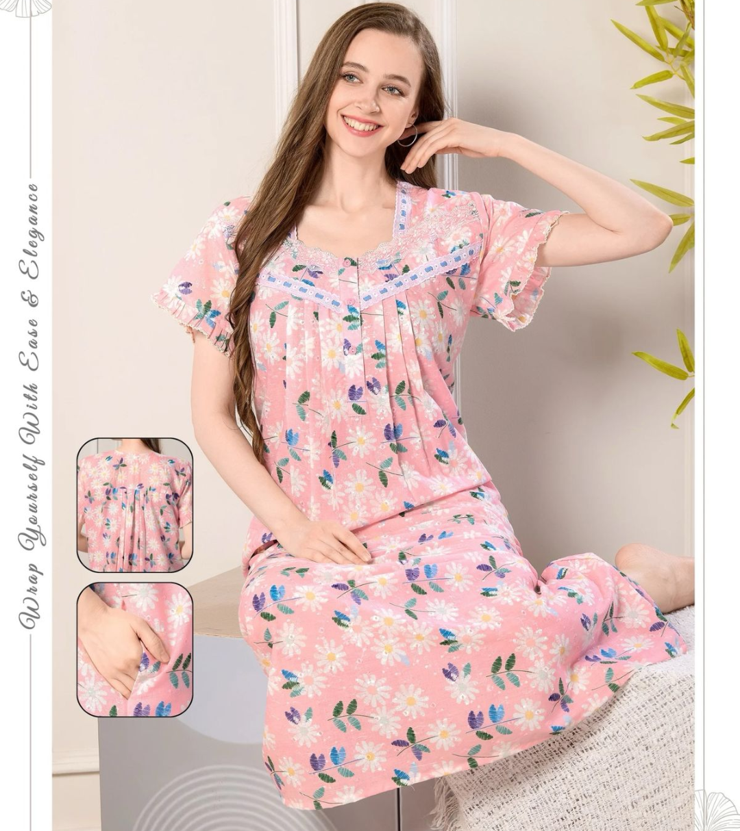 Premium Digital Chikankari Cotton Nighty