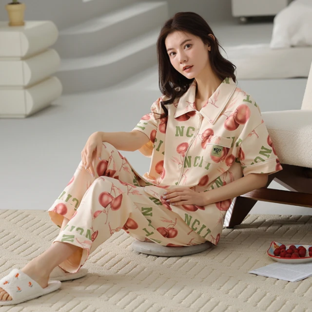 Imported Korean Shirt collar night suit