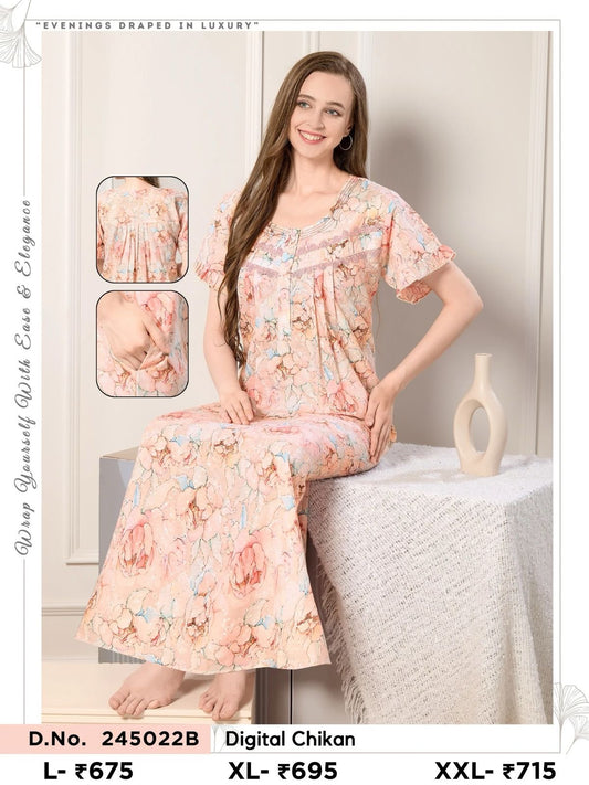 Premium Digital Chikankari Nighty