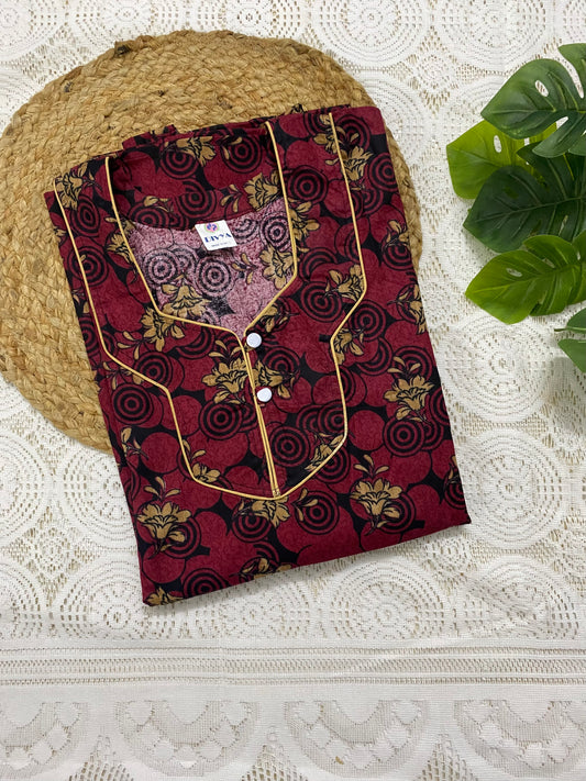 A line cotton Nighty with Tie up -rope