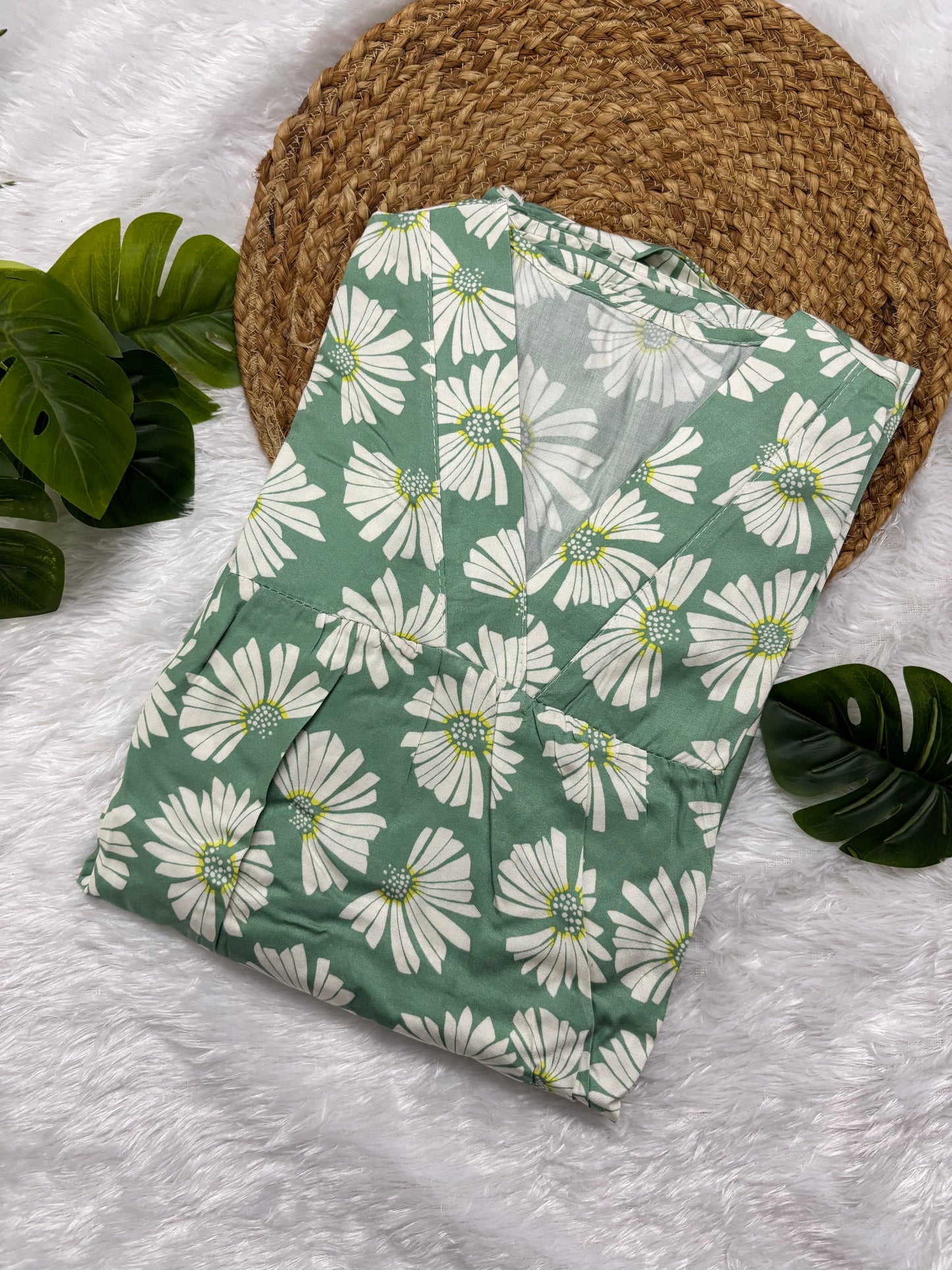 Green Floral Cord Set - Elite Interluxe