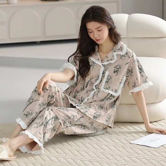 Cordelle – Short Collar 2-Piece Night Suit Set